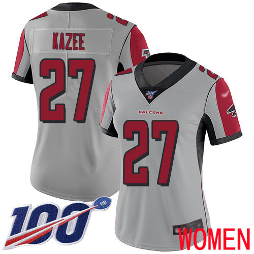 Atlanta Falcons Limited Silver Women Damontae Kazee Jersey NFL Football #27 100th Season Inverted Legend->atlanta falcons->NFL Jersey